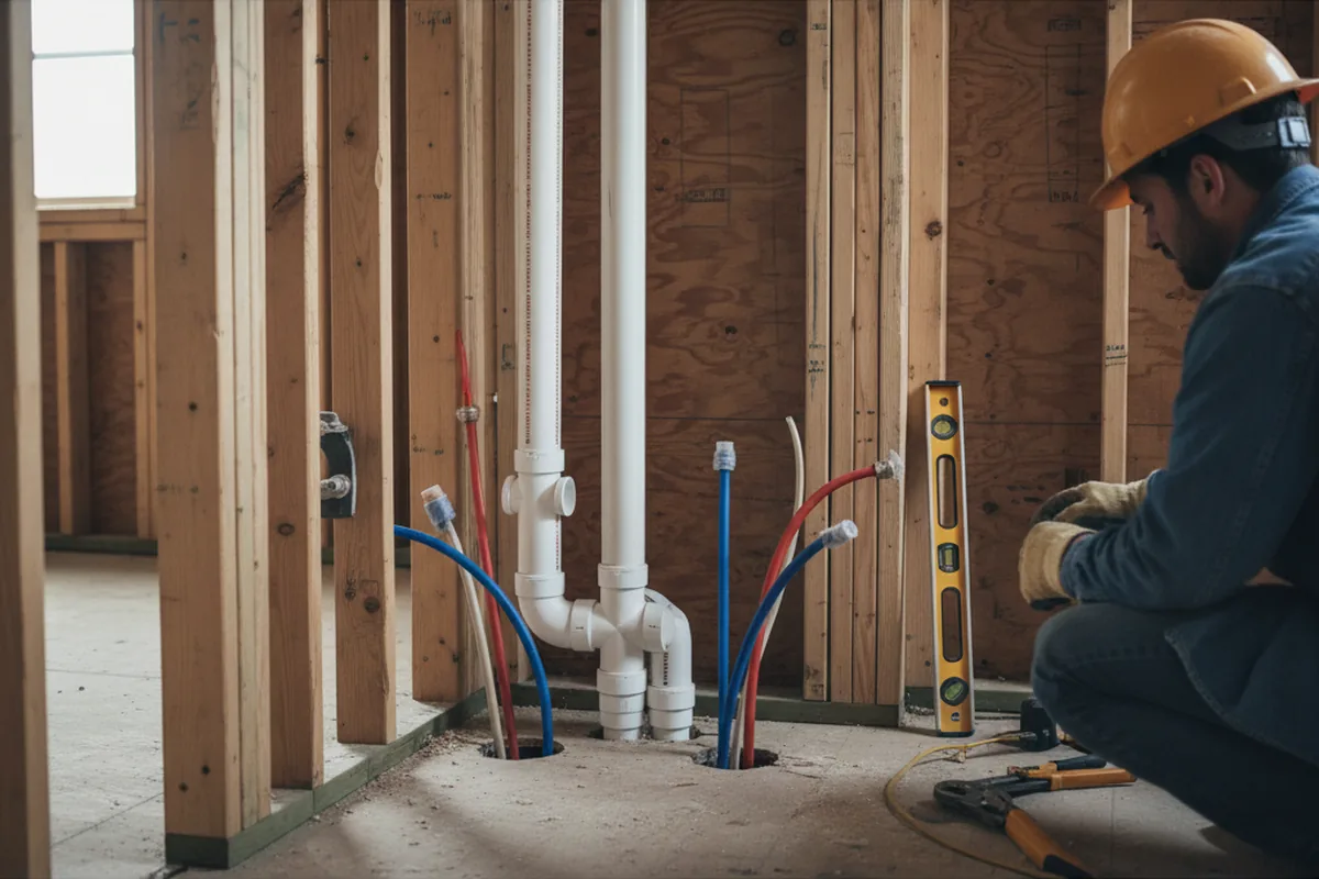 Drain and supply rough-in during Drain Cleaning in Navarro