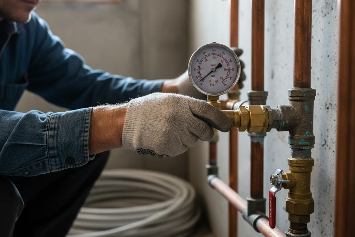 Pressure testing a repaired line during Water Line Repair in Navarro